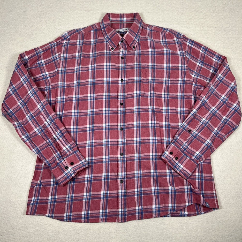 Peter Millar‎ Shirt Mens XL Red Blue Plaid Button Down Cotton Casual Long Sleeve
